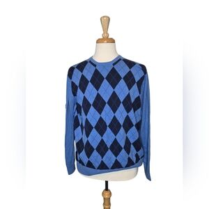 Michael Kors Blue‎ Argyle Cotton Sweater XL Preppy Golf Grandpa Core Pullover